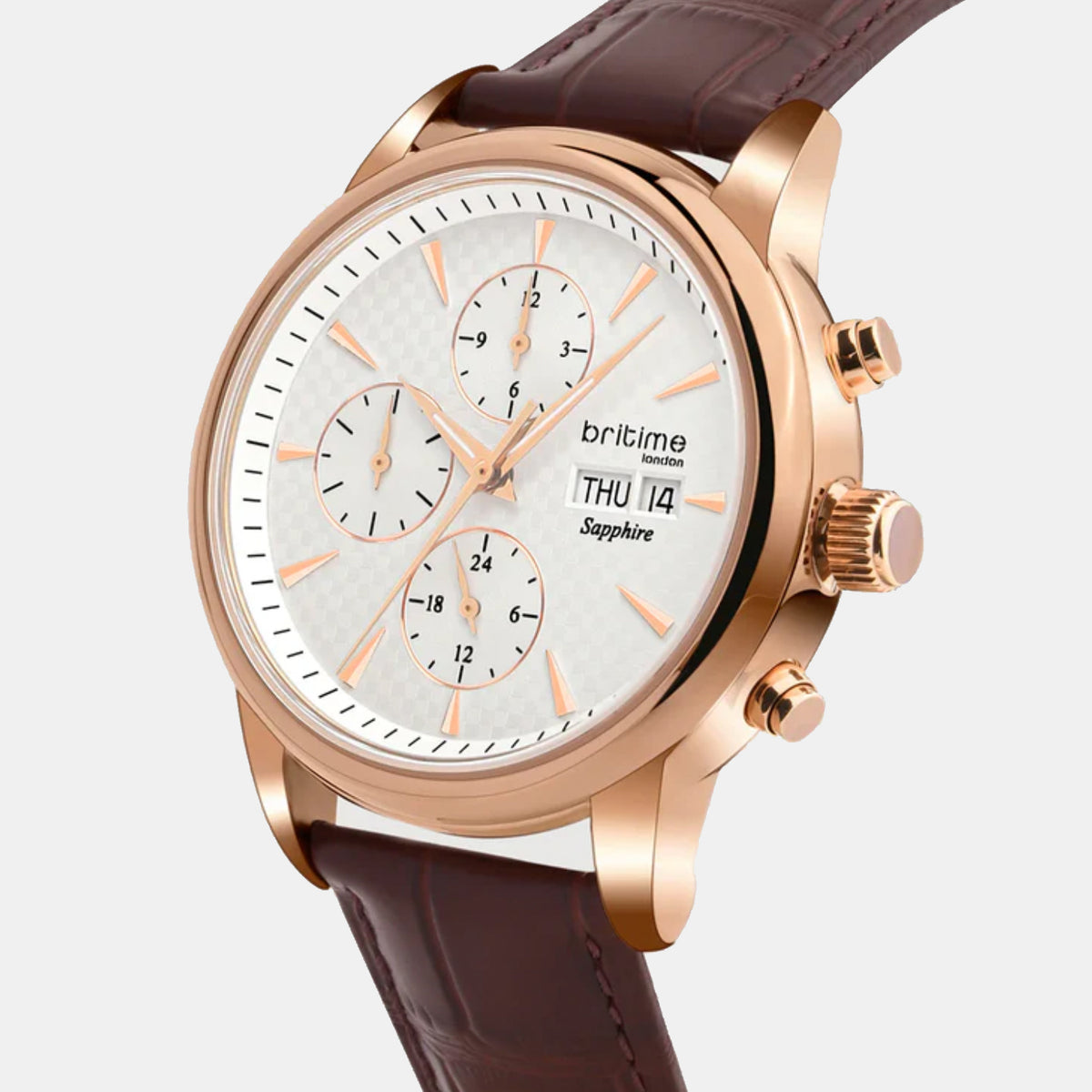 Men Automatic White Dial Multi-Function Leather Watch 928-L30308