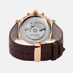 Men Automatic Silver Dial Analog Leather Watch 928-L30308