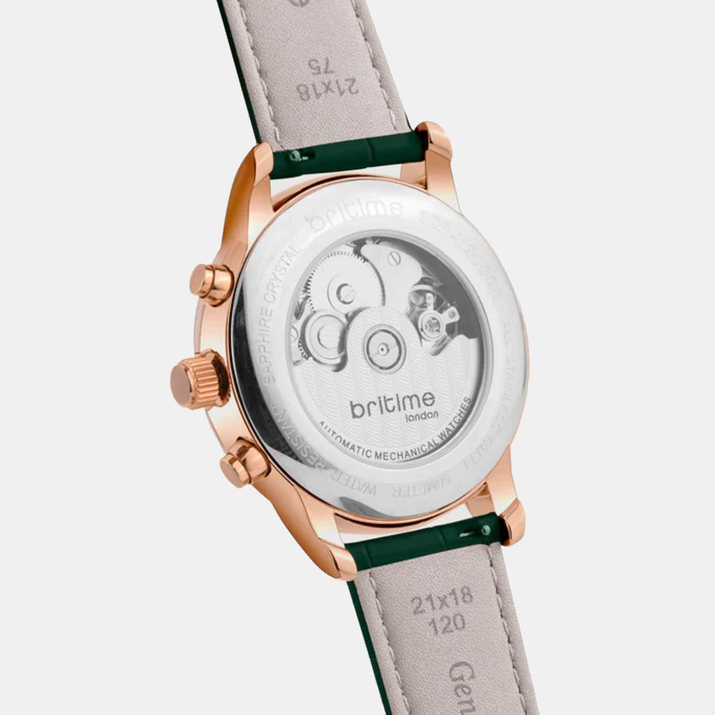 Men Automatic Green Dial Analog Leather Watch 928-L31412