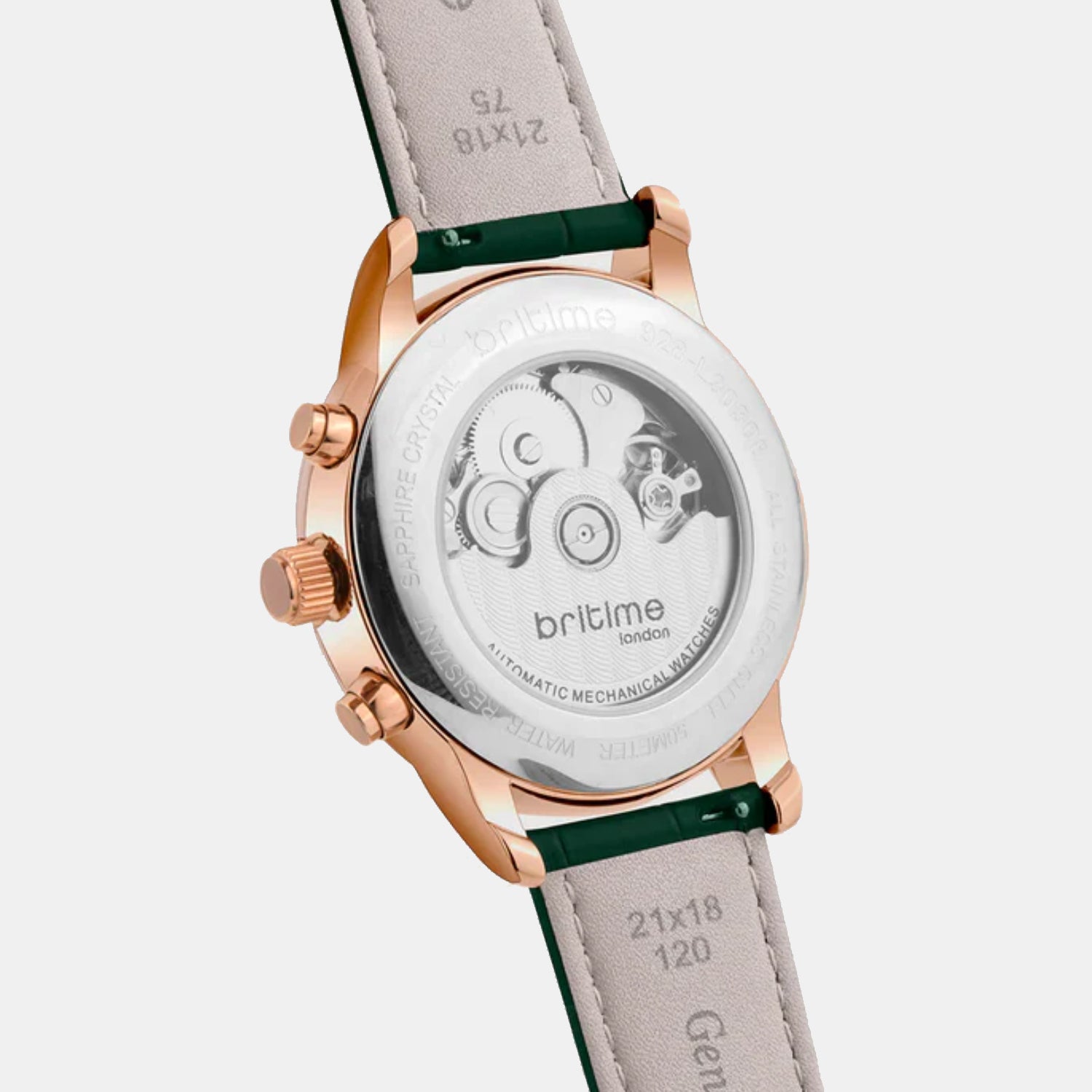 Men Automatic Green Dial Analog Leather Watch 928-L31412