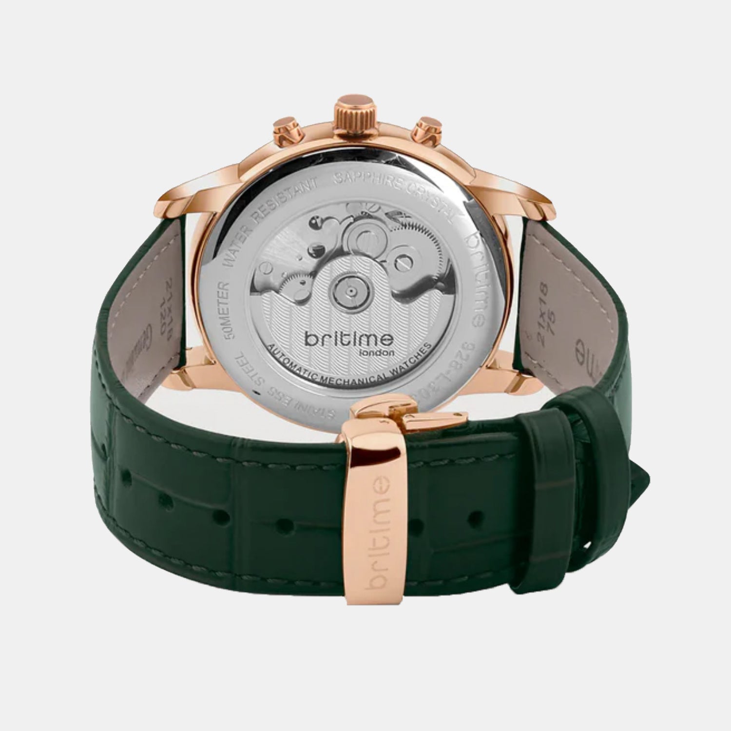 Men Automatic Green Dial Analog Leather Watch 928-L31412