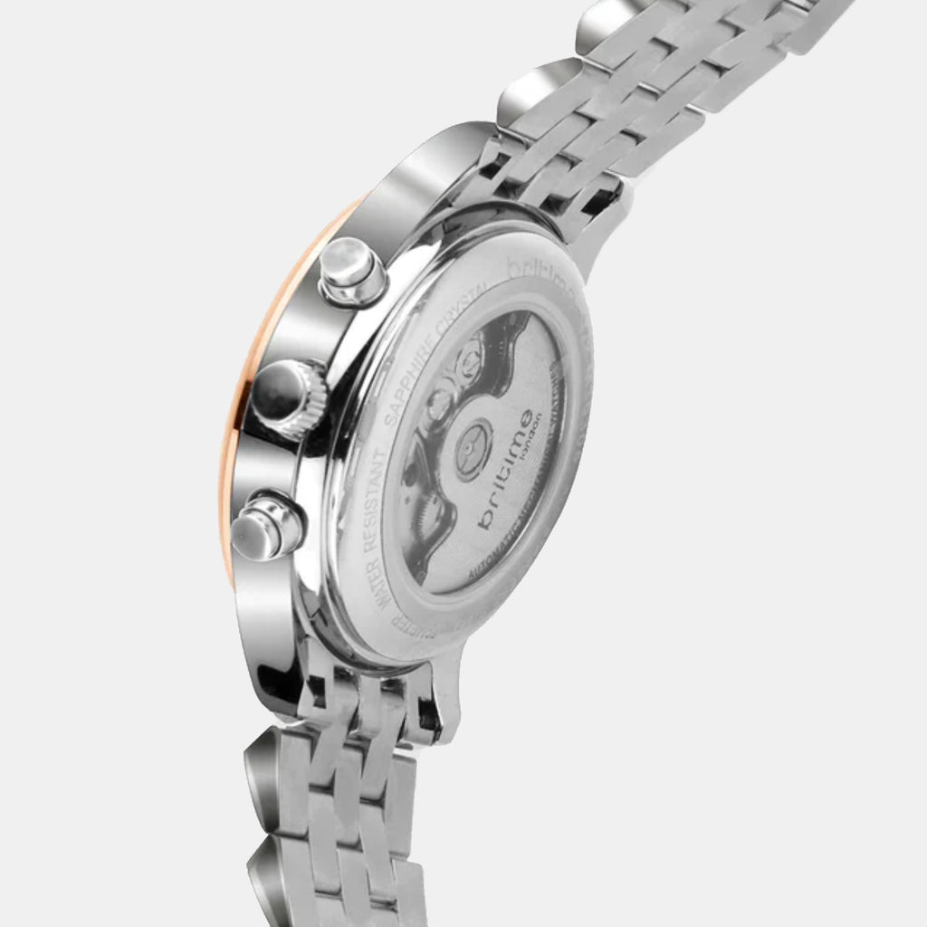 Men Automatic Silver Dial Analog Stainless Steel Watch 928-M30305