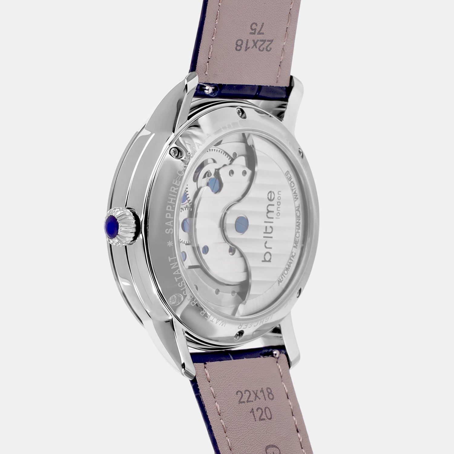 Men Automatic Blue Dial Multi-Function Leather Watch 962-L10507