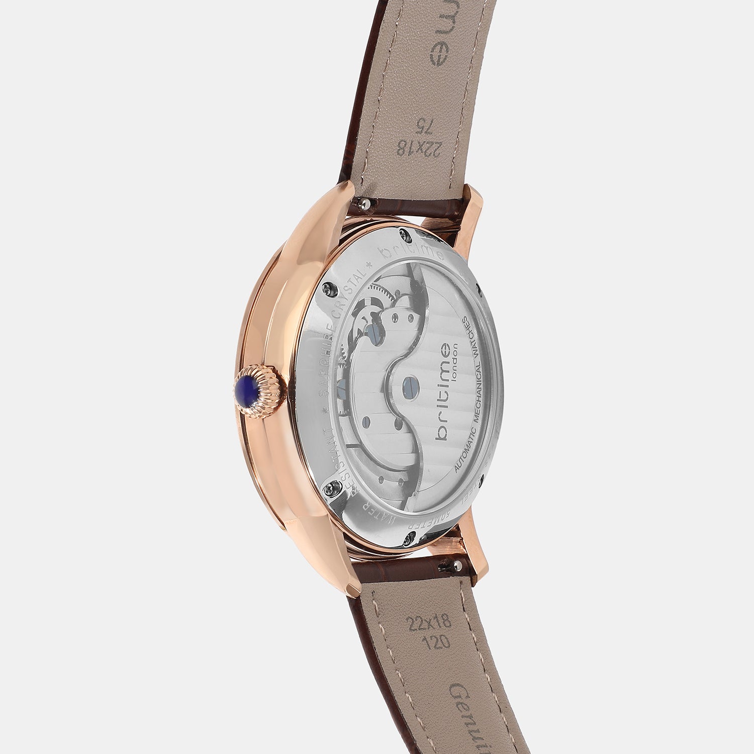 Men Automatic Rose Gold Dial Analog Leather Watch 962-L30608