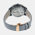 Men Automatic Grey Dial Multi-Function Leather Watch 962-L31509