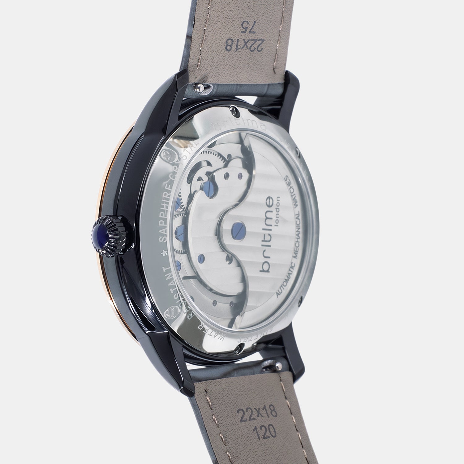 Men Automatic Grey Dial Multi-Function Leather Watch 962-L31509