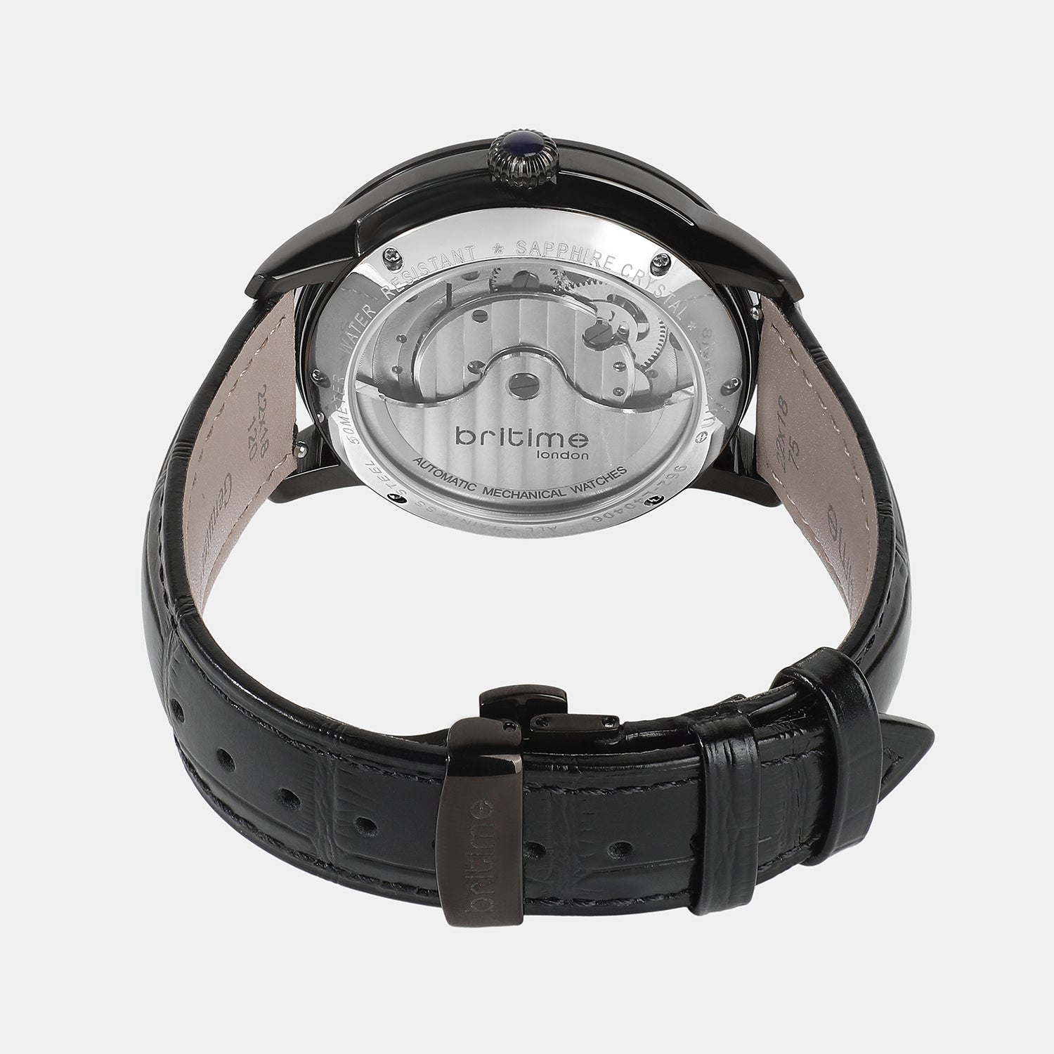 Men Automatic Grey Dial Multi-Function Leather Watch 962-L40406
