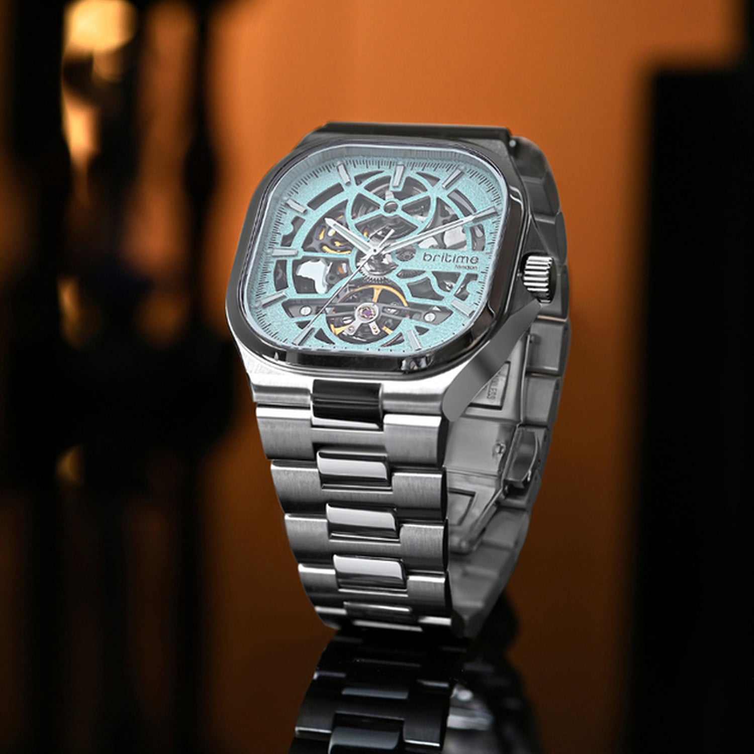 Monarch Men Automatic Blue Dial Analog Stainless Steel Watch 969-M11801