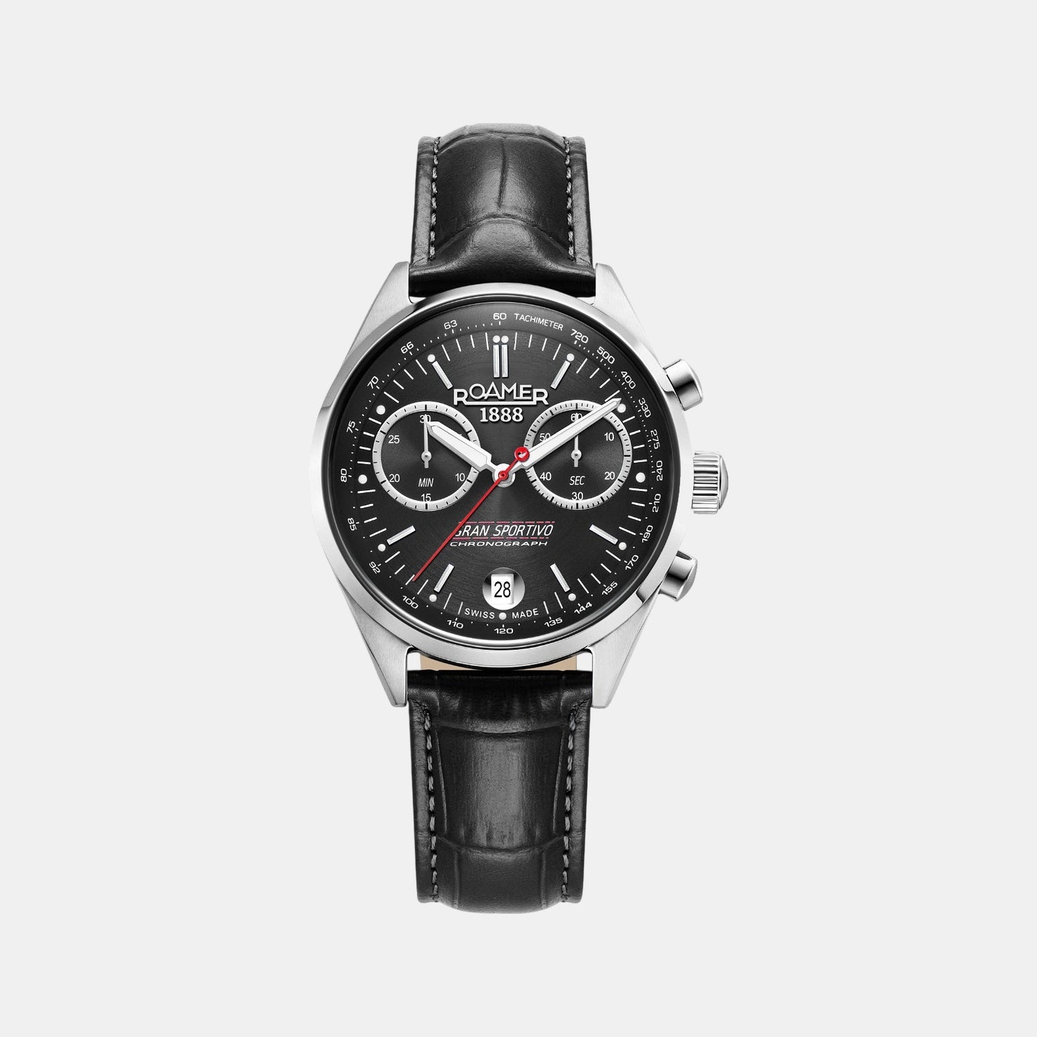 Gran Sportivo Men Quartz Black Sunray Dial Chronograph Leather Watch 978818 41 85 20