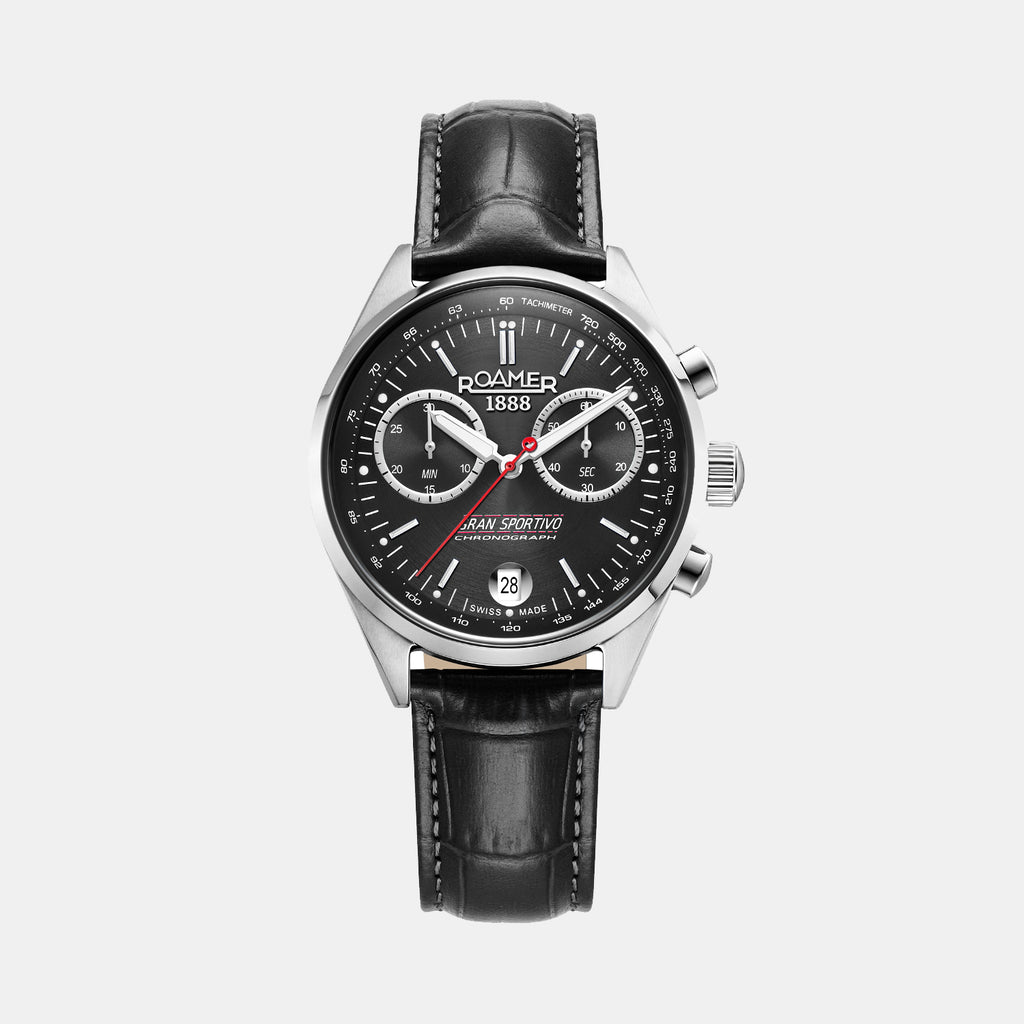 Gran Sportivo Men Quartz Black Sunray Dial Chronograph Leather Watch 978818 41 85 20