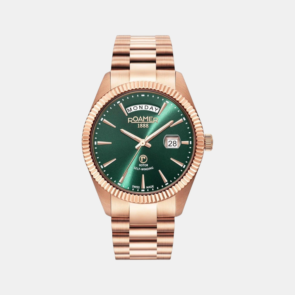 Primeline Daydate Men Mechanical Green Dial Analog Stainless Steel Watch 981662 49 75 90