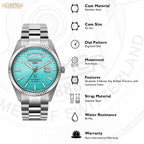 Primeline Daydate Ii Men Automatic Blue Dial Analog Stainless Steel Watch 981666 41 05 50