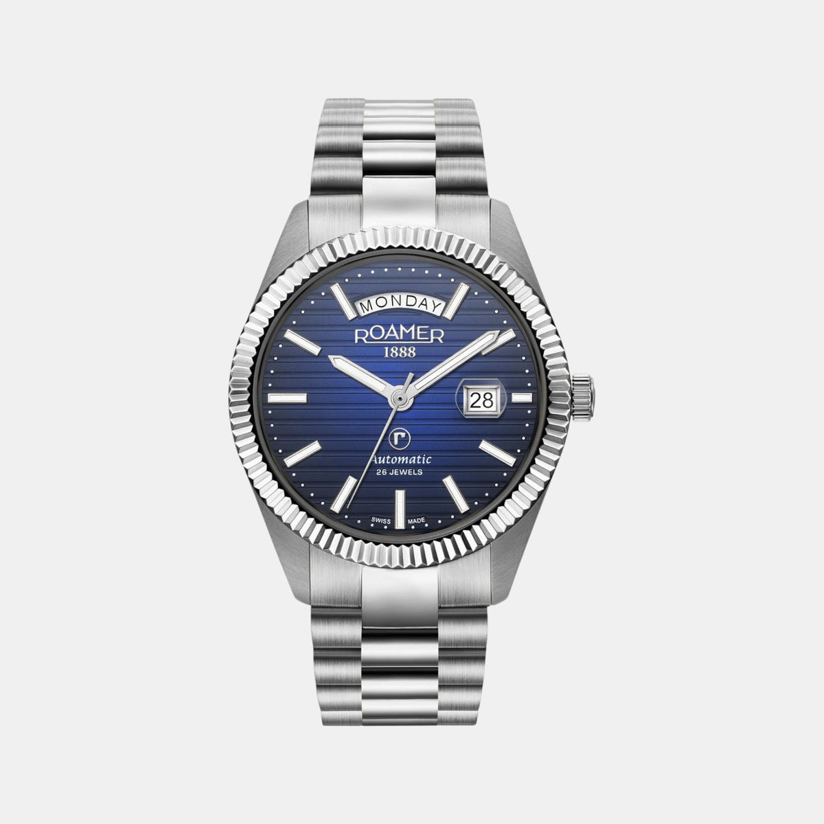 Primeline Daydate Ii Men Automatic Blue Dial Analog Stainless Steel Watch 981666 41 45 50