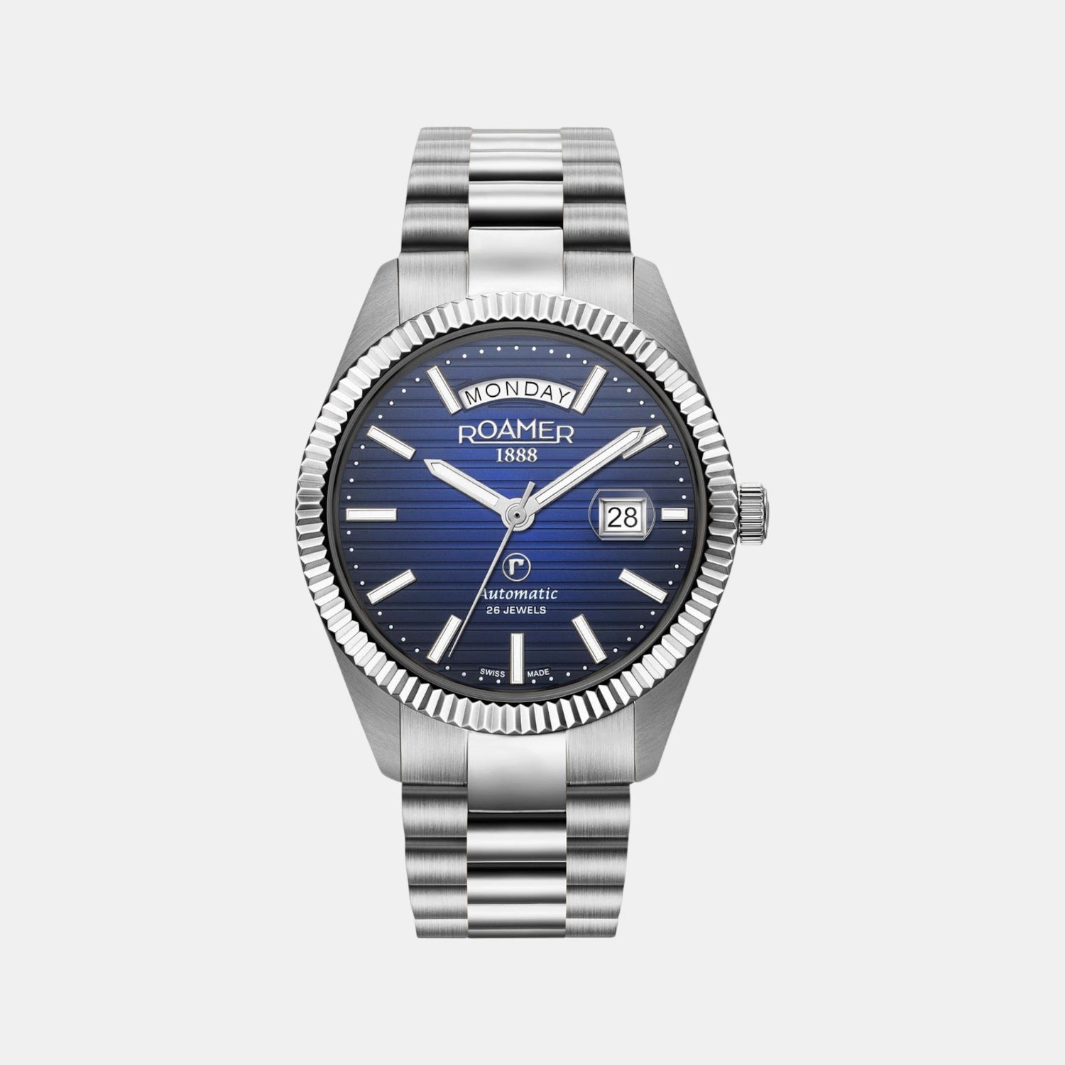 Primeline Daydate Ii Men Automatic Blue Dial Analog Stainless Steel Watch 981666 41 45 50