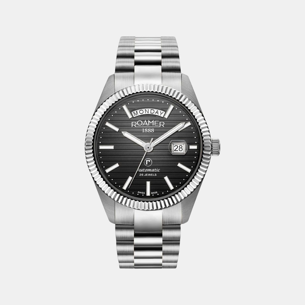 Primeline Daydate Ii Men Automatic Black Dial Analog Stainless Steel Watch 981666 41 85 50