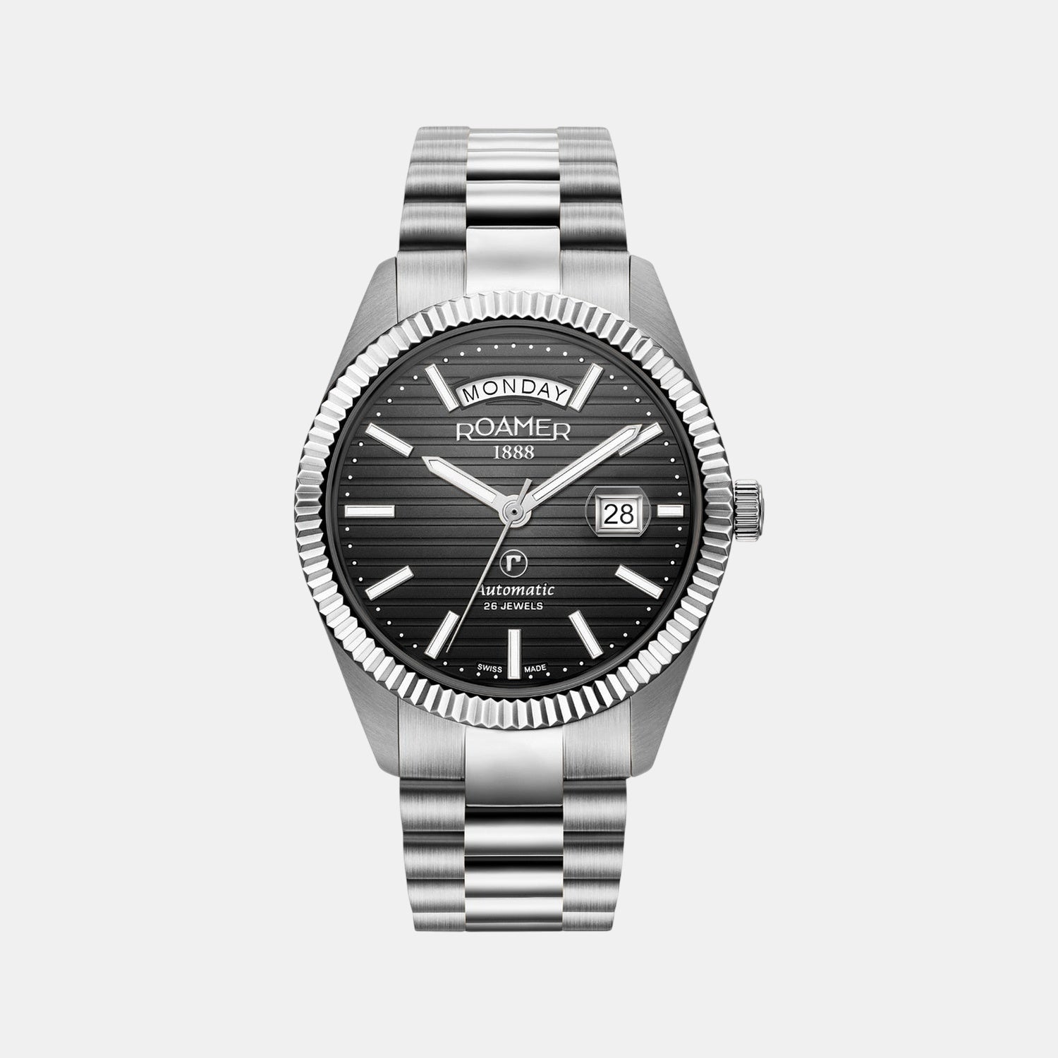 Primeline Daydate Ii Men Automatic Black Dial Analog Stainless Steel Watch 981666 41 85 50