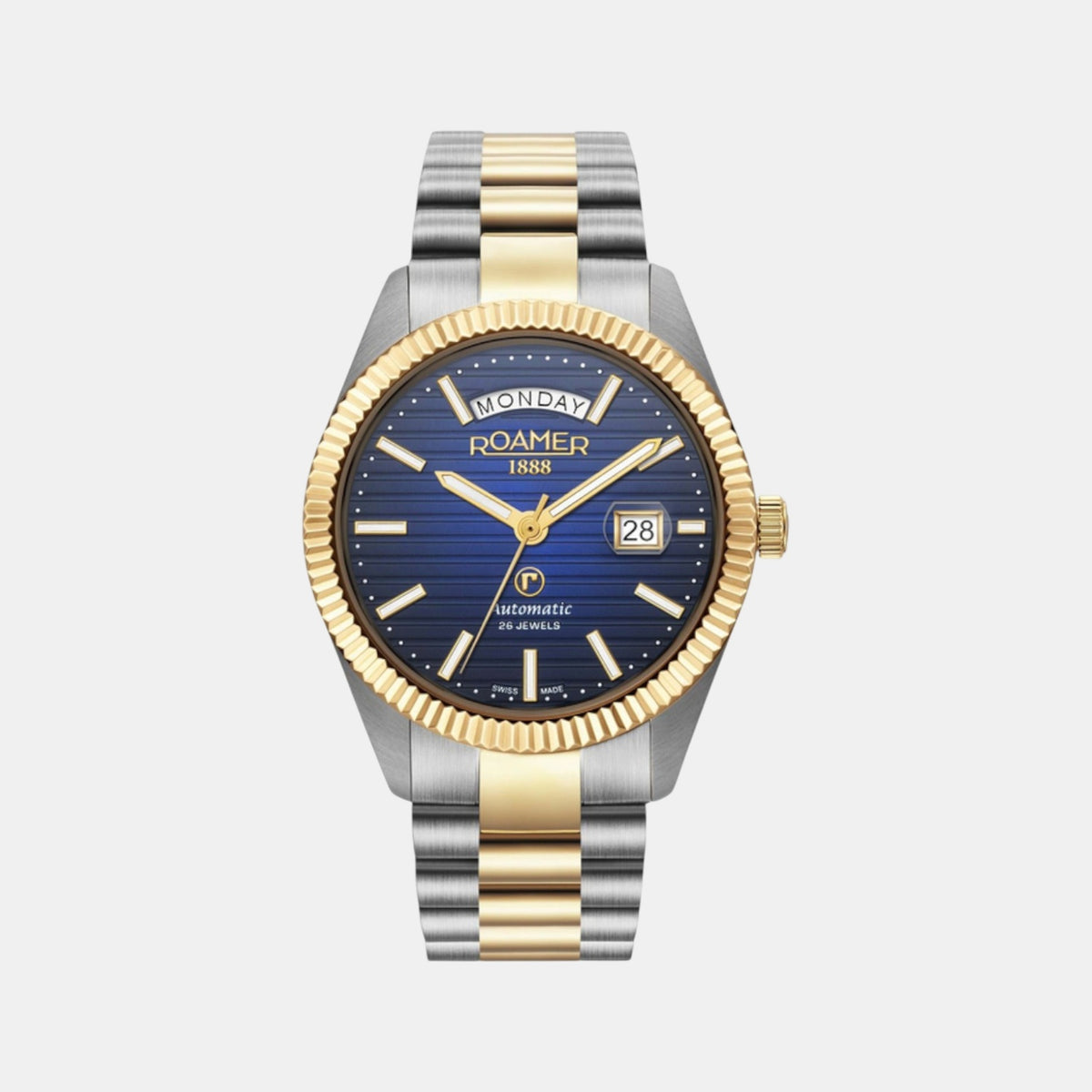 Primeline Daydate Ii Men Automatic Blue Dial Analog Stainless Steel Watch 981666 47 45 50