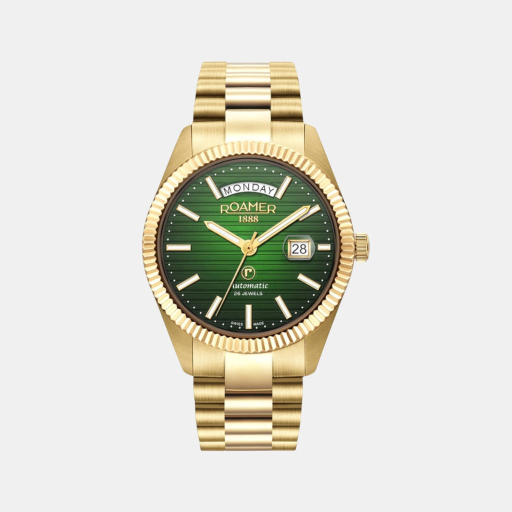 Primeline Daydate Ii Men Quartz Green Dial Analog Stainless Steel Watch 981666 48 75 50
