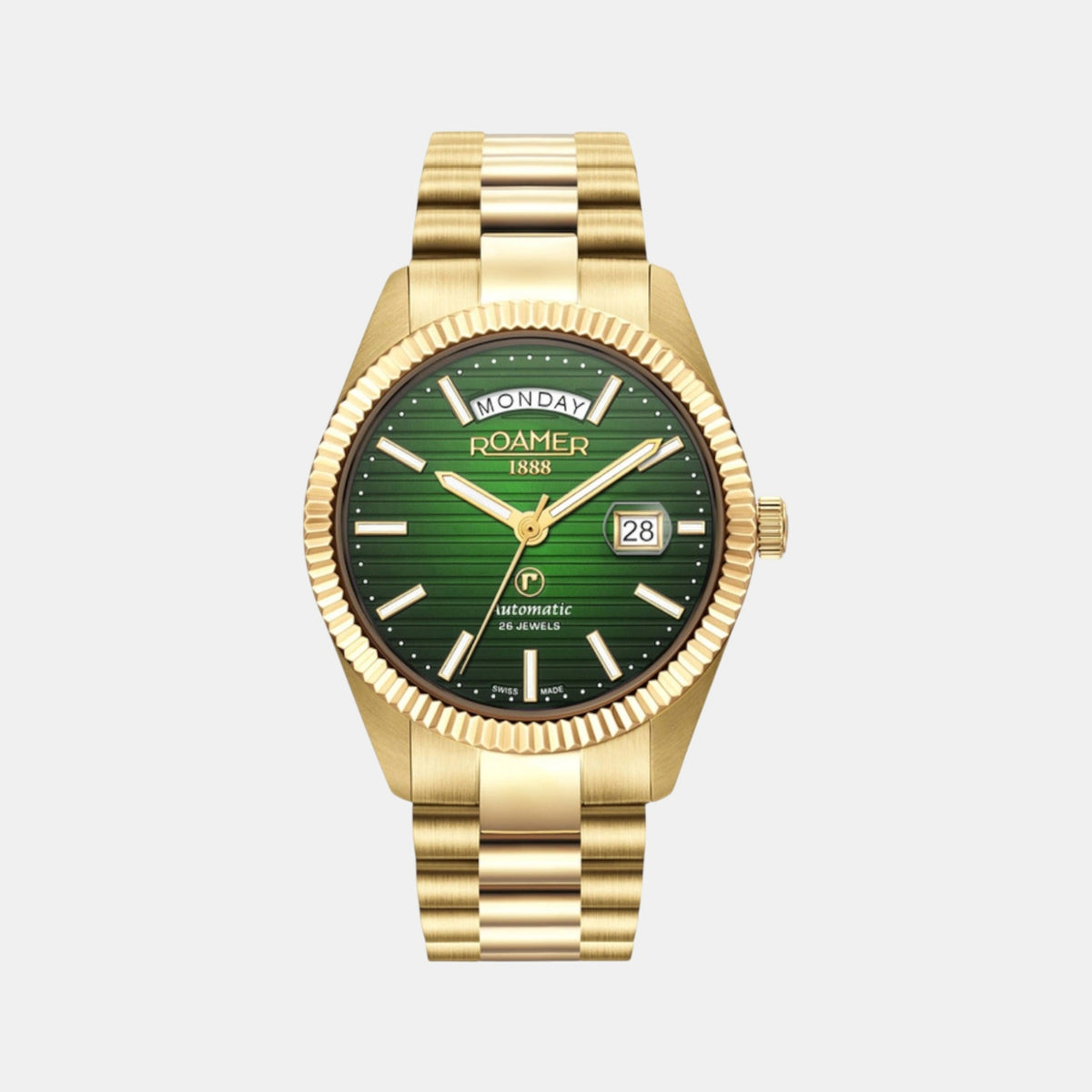 Primeline Daydate Ii Men Automatic Green Dial Analog Stainless Steel Watch 981666 48 75 50