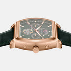 Men Automatic Green Dial Analog Leather Watch 985-L31412