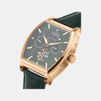 Men Automatic Green Dial Analog Leather Watch 985-L31412