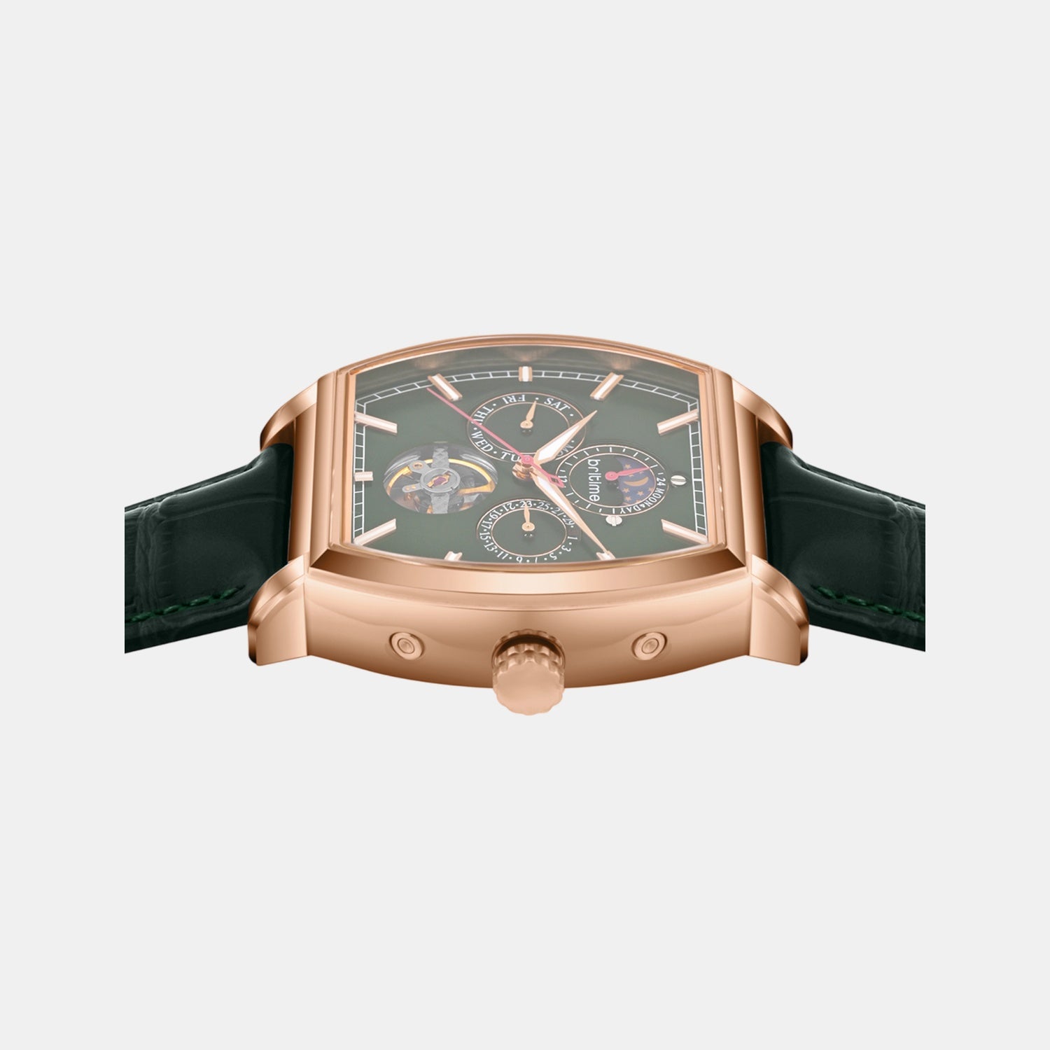 Men Automatic Green Dial Analog Leather Watch 985-L31412