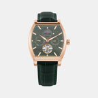 Men Automatic Green Dial Analog Leather Watch 985-L31412