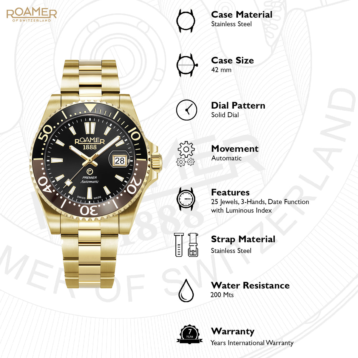 Premier Men Automatic Black Dial Analog Stainless Steel Watch 986983 48 85 20