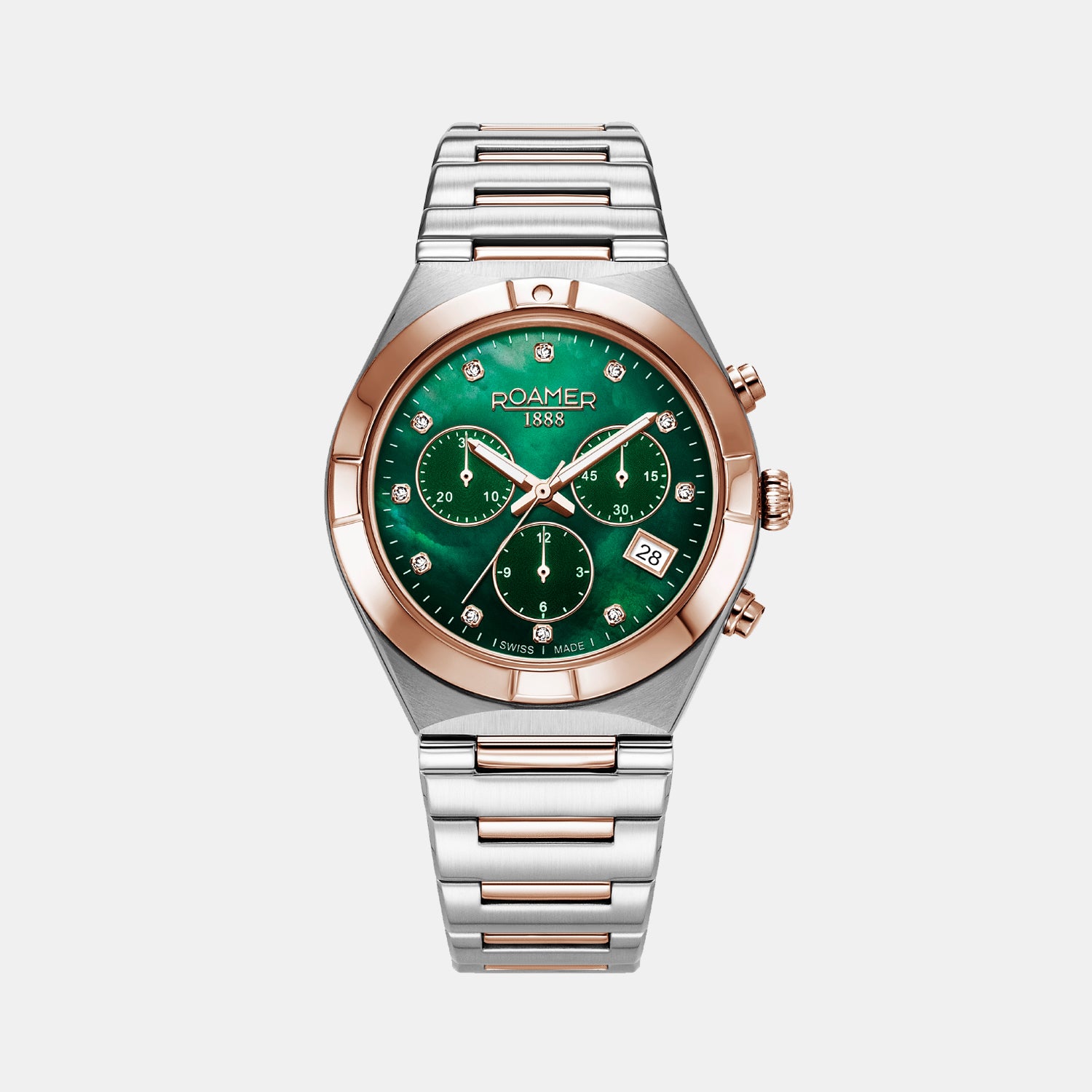 Eos Women Quartz Green Mother Of Pearl Dial Chronograph Stainless Steel Watch 987837 49 70 20