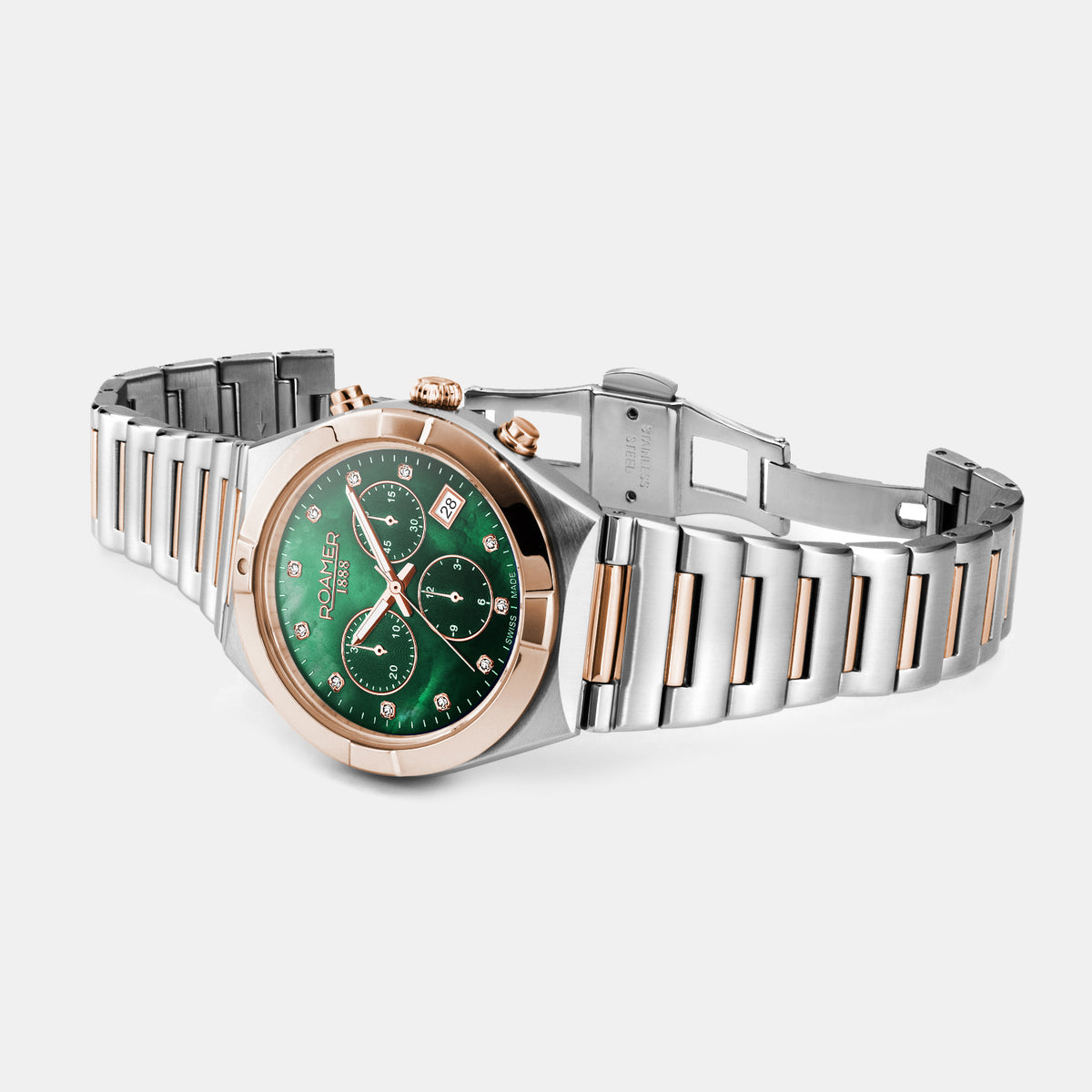 Eos Women Quartz Green Dial Chronograph Stainless Steel Watch 987837 49 70 20