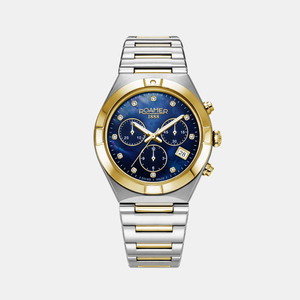 Eos Women Quartz Blue Mother Of Pearl Dial Chronograph Stainless Steel Watch 987837 47 40 20