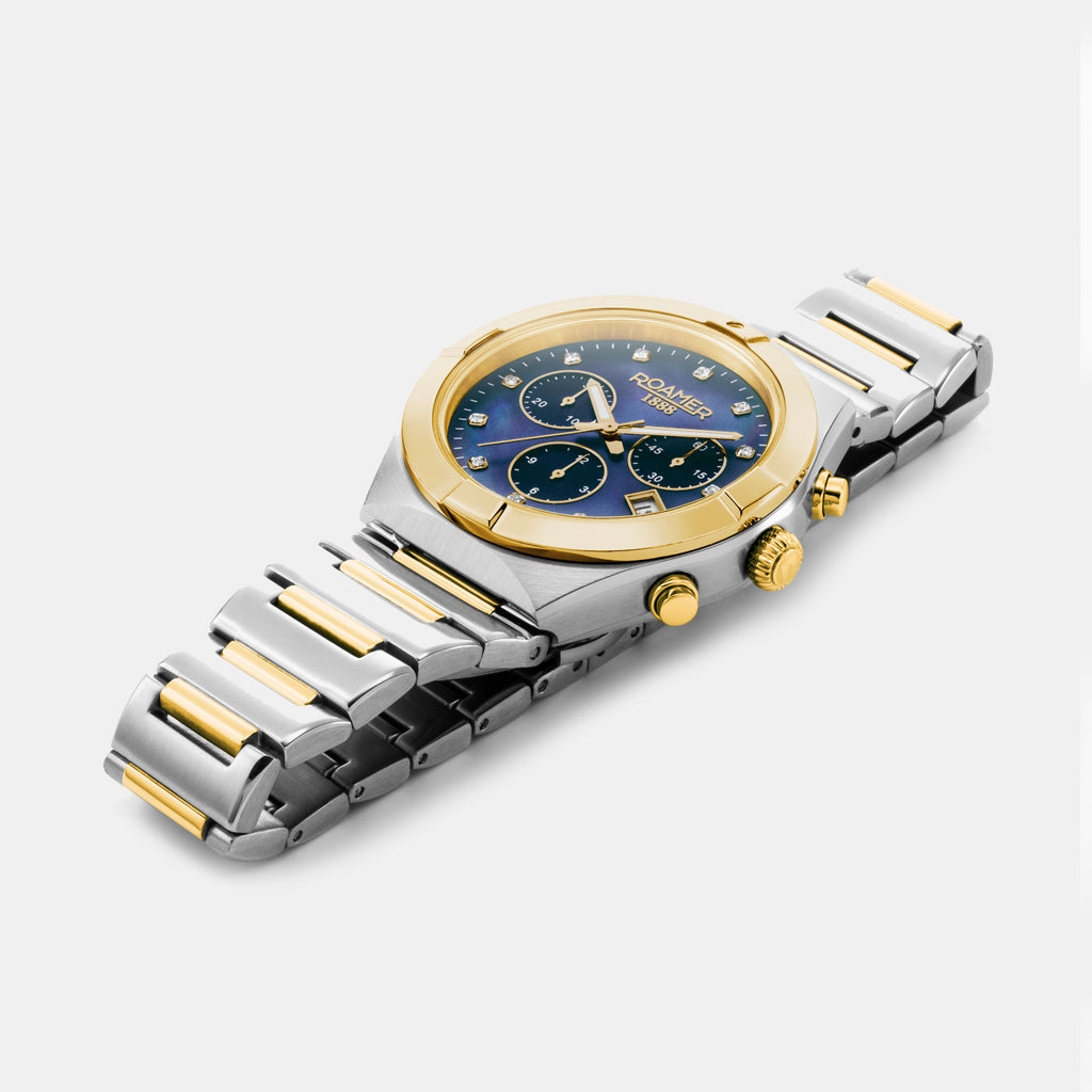 Eos Women Quartz Blue Mother Of Pearl Dial Chronograph Stainless Steel Watch 987837 47 40 20