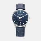 Valais Men Quartz Blue Dial Analog Leather Watch 988833 41 45 05