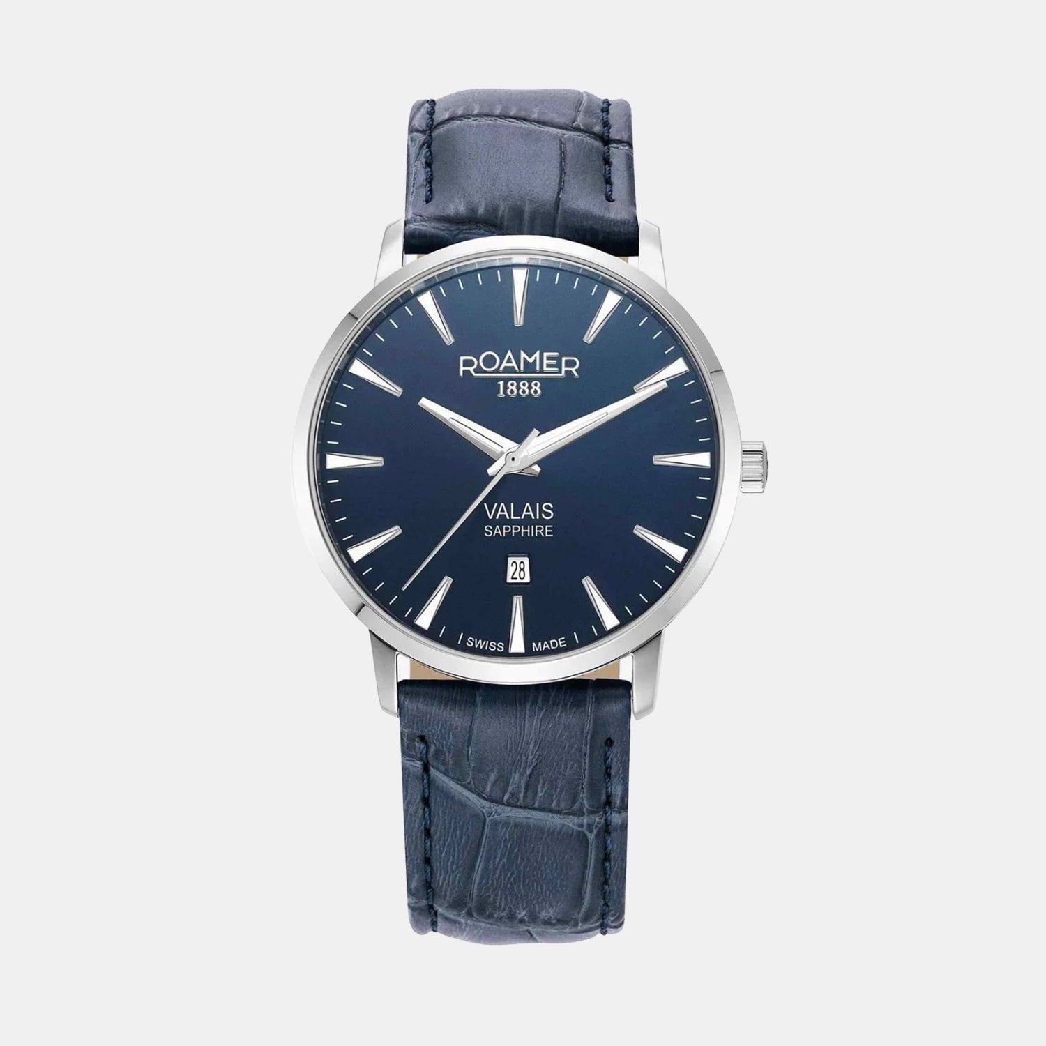 Valais Men Quartz Blue Dial Analog Leather Watch 988833 41 45 05