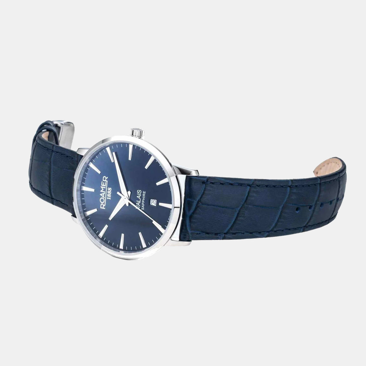 Valais Men Quartz Blue Dial Analog Leather Watch 988833 41 45 05