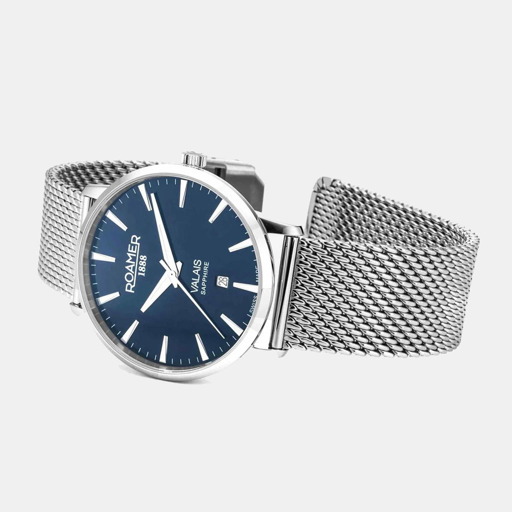 Valais Men Quartz Blue Dial Analog Leather Watch 988833 41 45 05