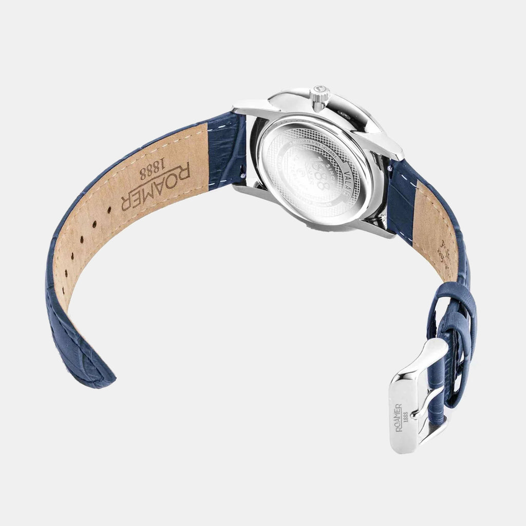 Valais Men Quartz Blue Dial Analog Leather Watch 988833 41 45 05