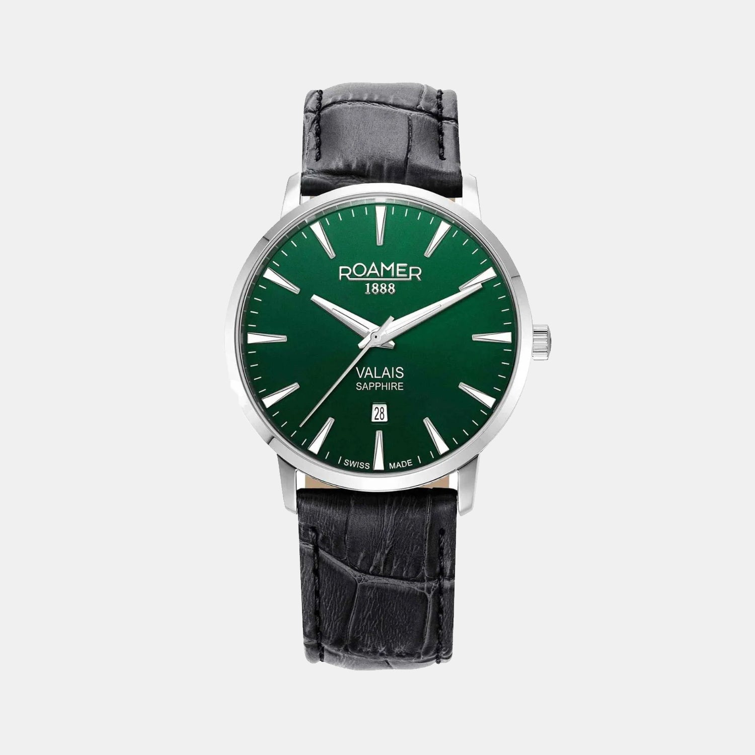 Valais Men Quartz Green Dial Analog Leather Watch 988833 41 75 05