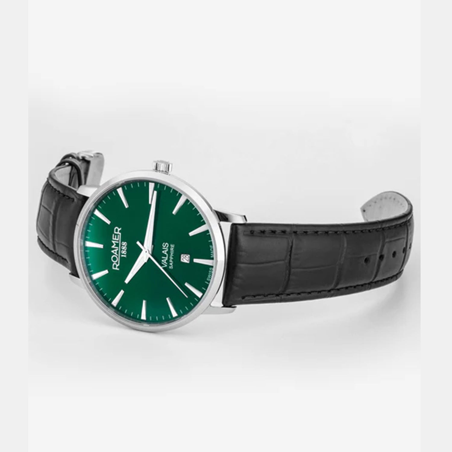Valais Men Quartz Green Dial Analog Leather Watch 988833 41 75 05