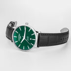 Valais Men Quartz Green Dial Analog Leather Watch 988833 41 75 05