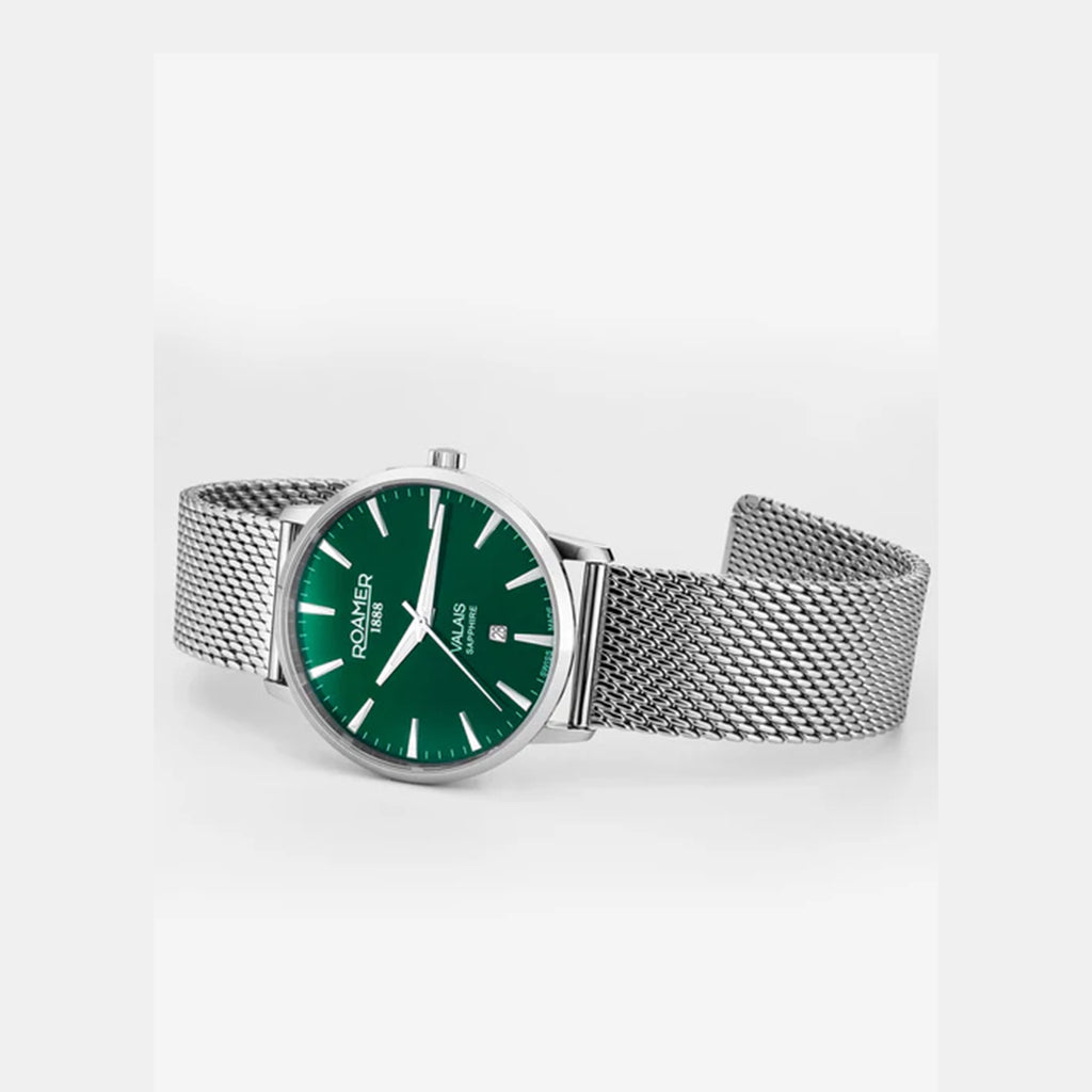 Valais Men Quartz Green Dial Analog Leather Watch 988833 41 75 05