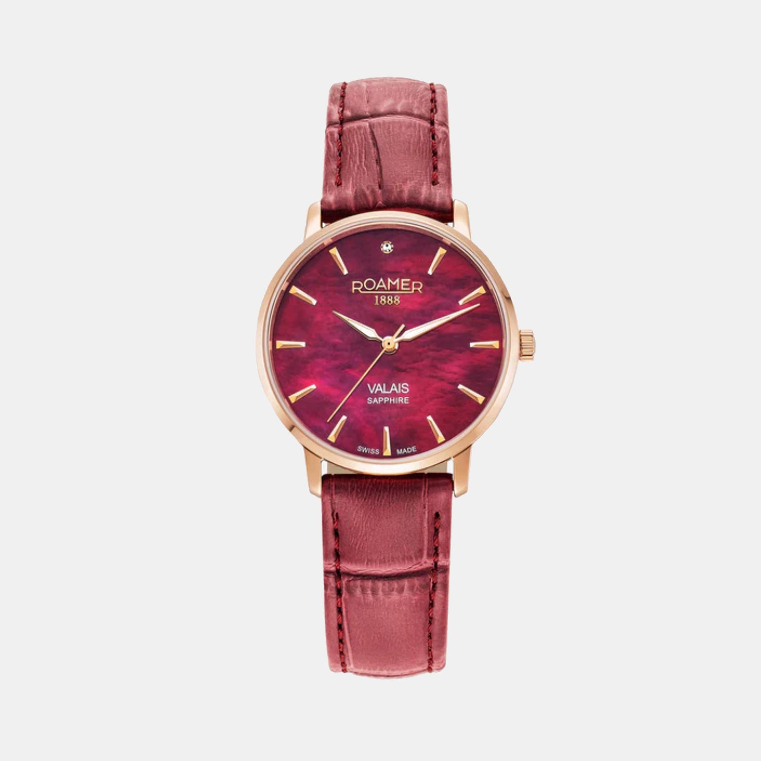 Valais Women Quartz Red Dial Analog Leather Watch 989847 46 60 05