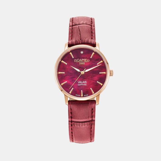 Valais Women Quartz Red Dial Analog Leather Watch 989847 46 60 05