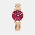 Valais Women Quartz Red Dial Analog Leather Watch 989847 46 60 05