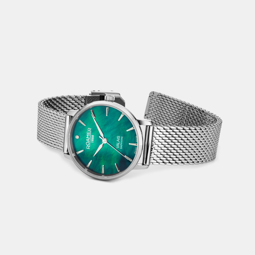 Valais Women Quartz Green Mother Of Pearl Dial Analog Leather Watch 989847 41 70 05