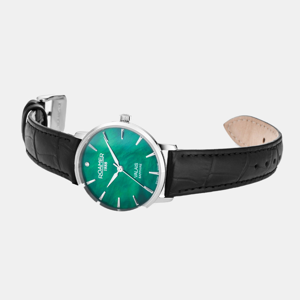 Valais Women Quartz Green Mother Of Pearl Dial Analog Leather Watch 989847 41 70 05