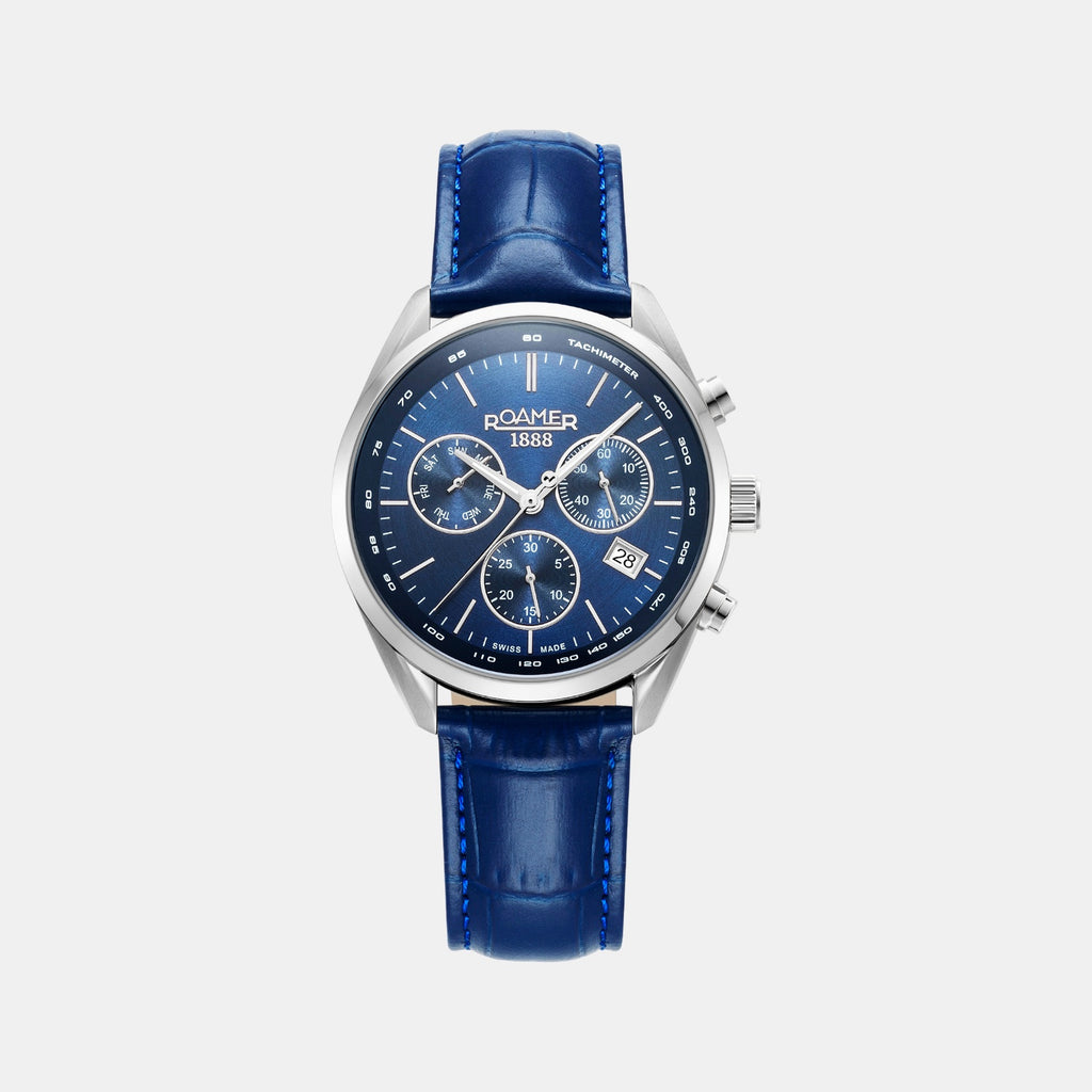 Pro Chrono Men Quartz Blue Sunray Dial Chronograph Leather Watch 993819 41 45 02