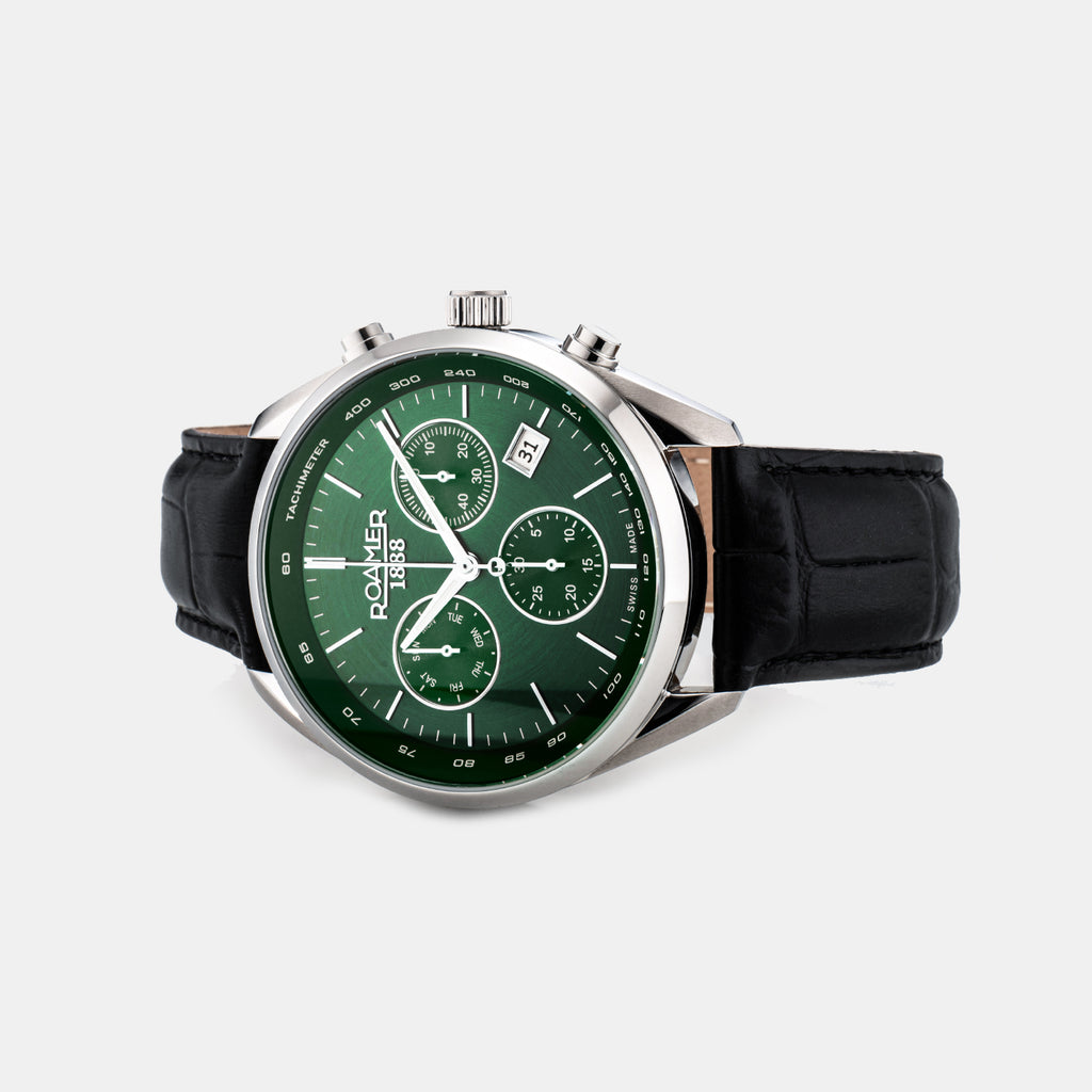 Pro Chrono Men Quartz Green Sunray Dial Chronograph Leather Watch 993819 41 75 02