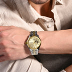 Men Automatic Gold Dial Multi-Function Stainless Steel Watch 166-M20904