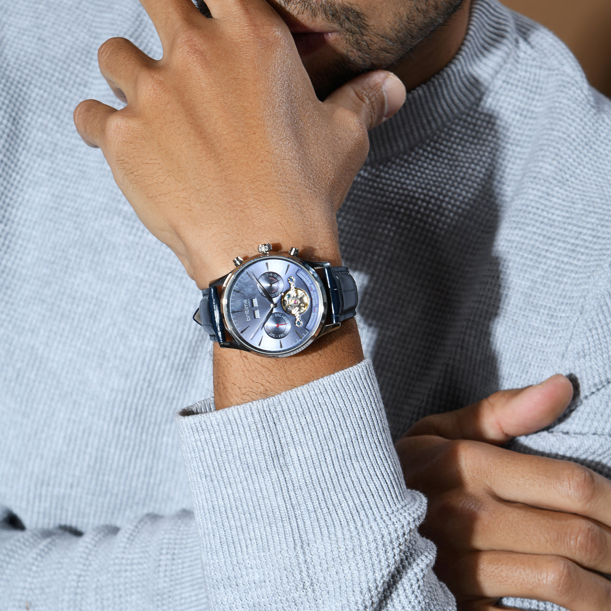Britime Men Round Blue watch